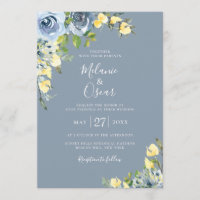 Dusty Blue and Yellow Botanical Floral Wedding