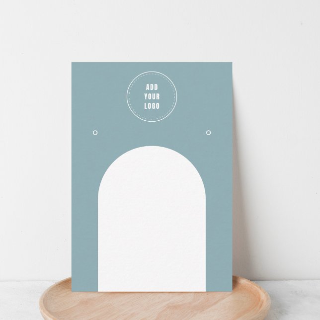 Dusty Blue Arch Add Logo Jewellery Earrings Displa Business Card (Creator Uploaded)