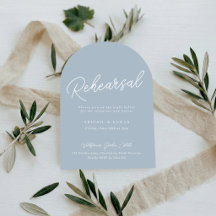 Dusty Blue Arched Minimal Rehearsal Dinner