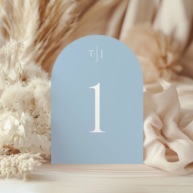 Dusty Blue Arched Table Number, Acrylic Table Card Acrylic Invitations (Creator Uploaded)