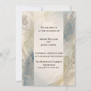Dusty Blue Art Deco Botanical Invitation