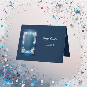 dusty blue art deco ornate frame seating card