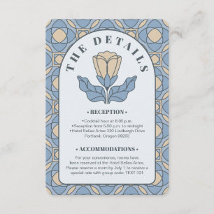 Dusty Blue Art Nouveau Wedding Details QR Card