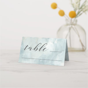 Dusty Blue Artistic Modern Abstract Brushstrokes Place Card