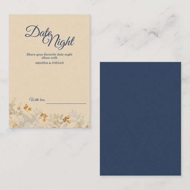 Dusty Blue Autumn Boho Date Night Advice Card (Front/Back)