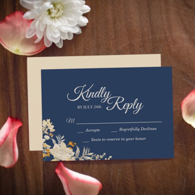 Dusty Blue Autumn Boho Wedding Response Card (Creator Uploaded)