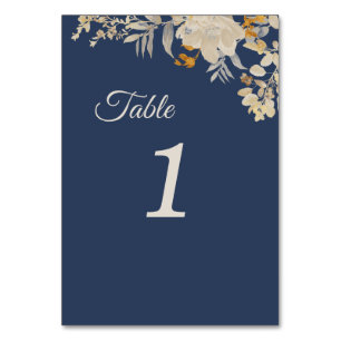 Dusty Blue Autumn Boho Wedding Table Numbers Sign