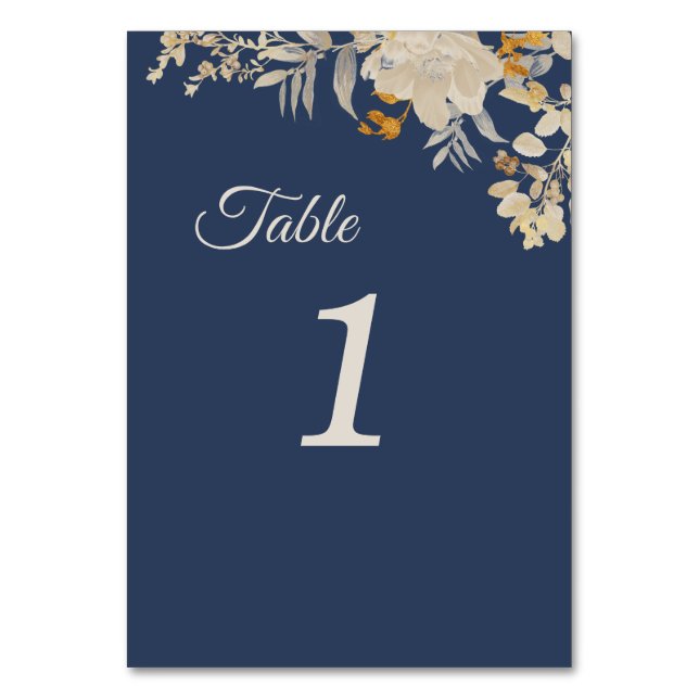 Dusty Blue Autumn Boho Wedding Table Numbers Sign (Front)