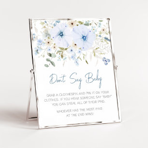 Dusty Blue Baby Bloom Baby Shower Don't Say Baby Poster
