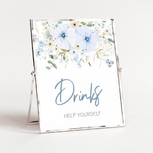 Dusty Blue Baby Bloom Baby Shower Drinks Poster