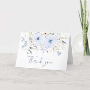 Dusty Blue Baby Bloom Baby Shower Thank You Card