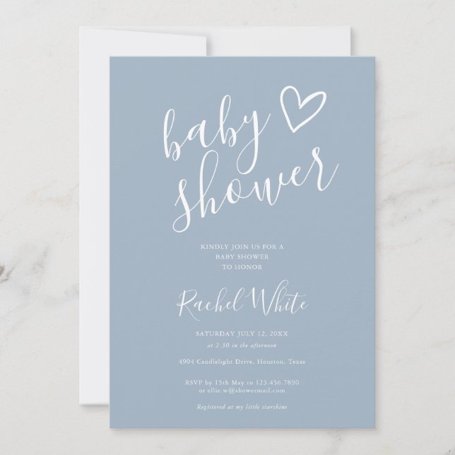 Dusty Blue Baby Boy Baby Shower Invitation (Front)