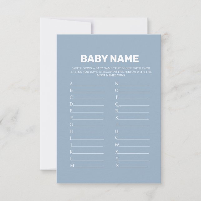 Dusty Blue  Baby Name suggestions game card (Front)