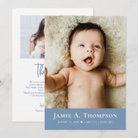 Dusty Blue Baby Photo Thank you Heart Modern Birth