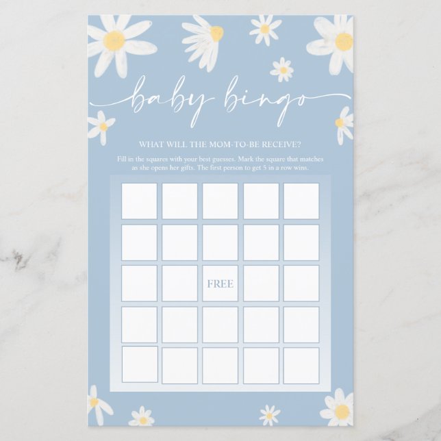 Dusty Blue Baby Shower Bingo Game   (Front)