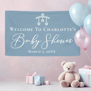 Dusty Blue Baby Shower Chic Custom Party Banner