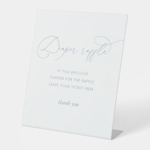 Dusty Blue Baby Shower Diaper Raffle Pedestal Sign