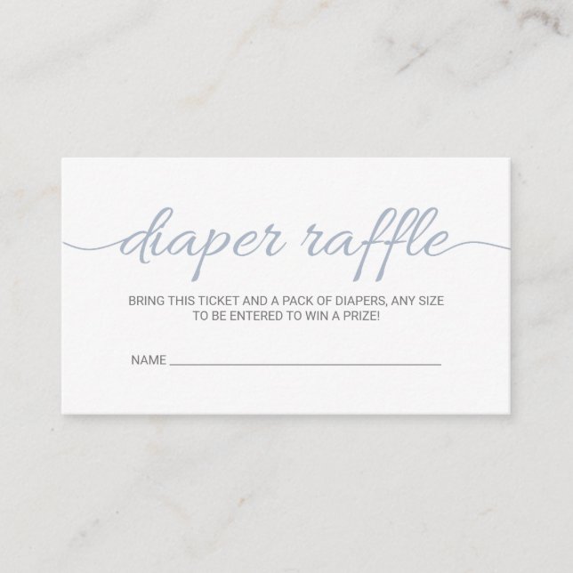 Dusty Blue Baby Shower Diaper Raffle Ticket Modern (Front)