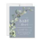Dusty Blue Baby Shower Eucalyptus Invitations