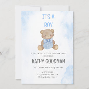 Dusty Blue Baby Shower Invitation for boy