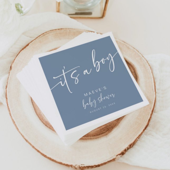 Dusty Blue Baby Shower Paper Napkins Modern Boy (Creator Uploaded)
