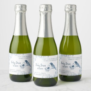 Dusty Blue Baby Shower Sparkling Wine Label
