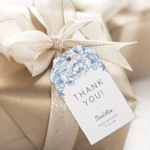 Dusty Blue Baby Shower Thank You Tags – Elegant