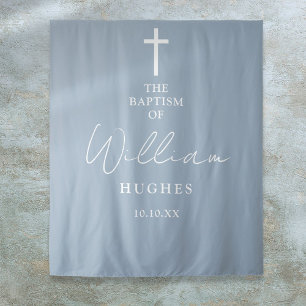 Dusty Blue Baptism Christening Photo Backdrop Tapestry