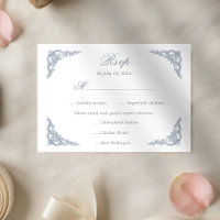 Dusty Blue Baroque Regal Scrollwork Wedding Meal