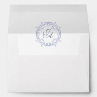 Dusty Blue Baroque Wedding Envelope