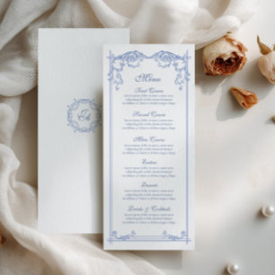 Dusty Blue Baroque Wedding Menu Card