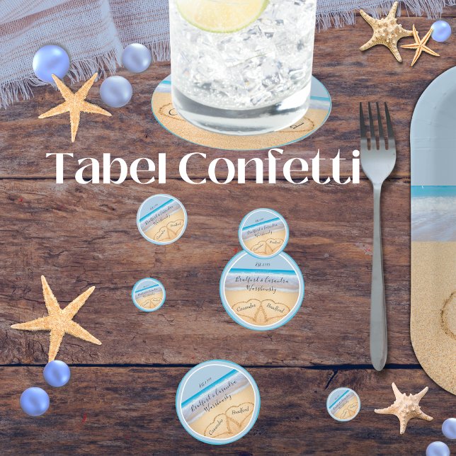 Dusty Blue Beach Wedding 2 Hearts  Confetti (Creator Uploaded)