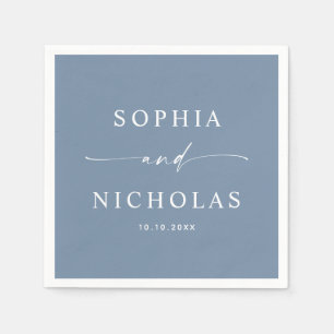 Dusty Blue Beach Wedding Modern Coastal Bar Napkin