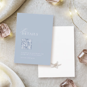 Dusty blue beach wedding QR code details Enclosure Card