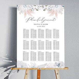 Dusty Blue Beach Wedding Seating Chart (12 Tables)