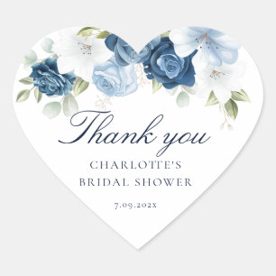 Dusty Blue Before I Do Floral Bridal Shower Heart Sticker