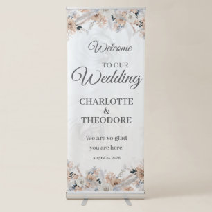 Dusty Blue & Beige Boho Wedding Retractable Banner