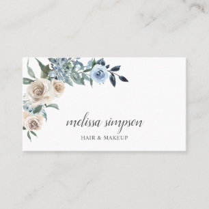 Dusty Blue Beige Flowers  Business Card