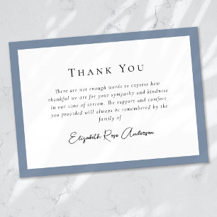 Dusty Blue Bereavement Sympathy Funeral Thank You Card