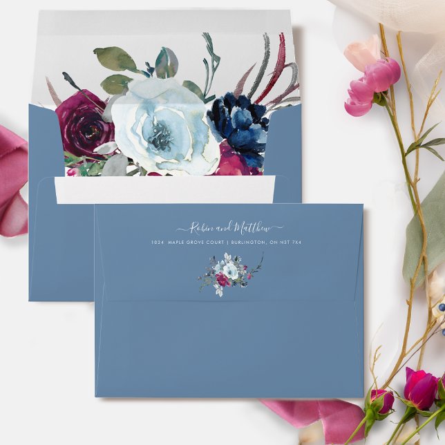 Dusty Blue, Berry and Burgundy Floral, Envelope (Creator Uploaded)