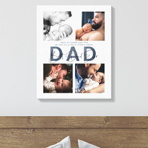 Dusty Blue Best Dad Ever 4 Photo 1st Father's Day Canvas Print
