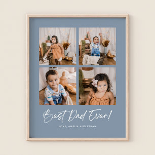 Dusty Blue Best Dad Ever Four Photo  Poster