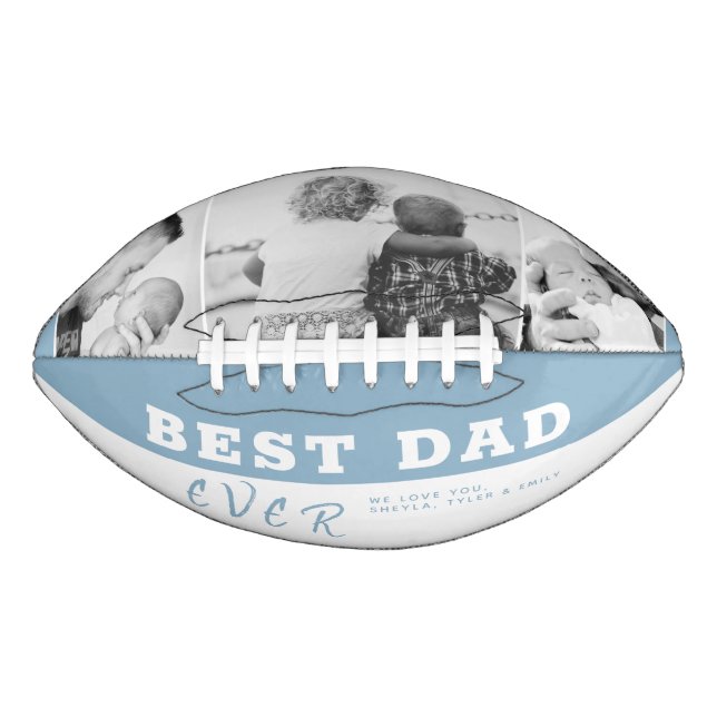 Dusty Blue Best Dad Father`s Day 3 Photo Collage American Football (Front)