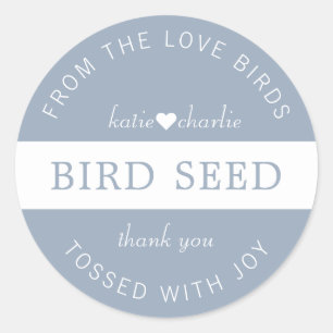 Dusty Blue Bird Seed Toss Wedding Favours Classic Round Sticker