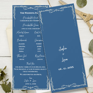 Dusty Blue Black Tie Wedding Ceremony Program Invitation