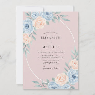 Dusty Blue Blossom Aura Wedding Invitation