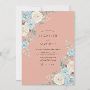 Dusty Blue Blossom Whimsy Wedding Invitation