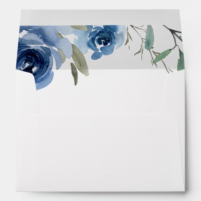 Dusty Blue & Blue Floral 3 Envelope (Back (Bottom))