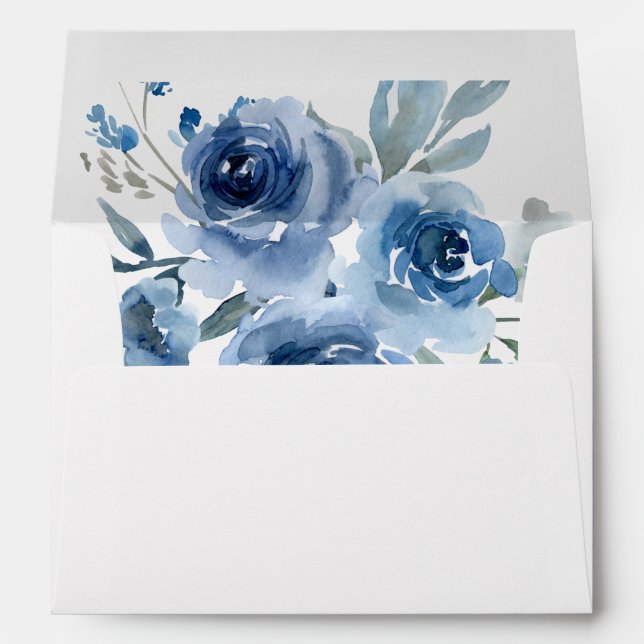 Dusty Blue & Blue Floral Envelope (Back (Bottom))