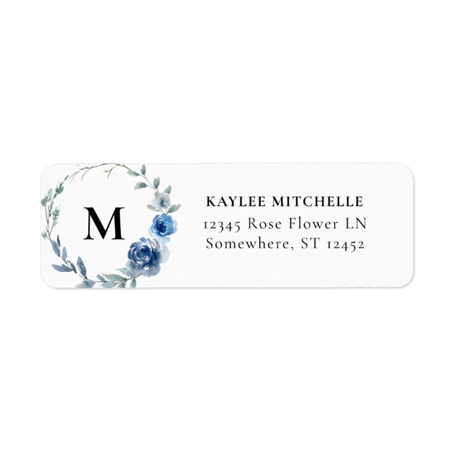 Dusty Blue & Blue Floral Return Address (Front)
